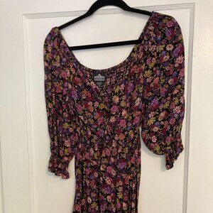 Long sleeve floral mini dress